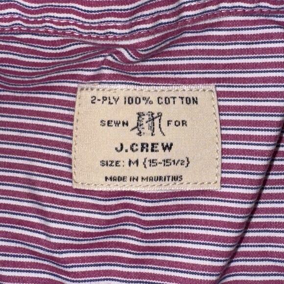 J.Crew 2-Ply Cotton Shirt Medium M Red White Stripe Long Sleeve Button-Up Comfy - Picture 7 of 9